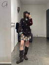 YANYAN KNITS 24 Autumn and Winter Fireworks Mini Skirt YYK-YYW24-1181-ZONGYANMAI Brown/Oatmeal
